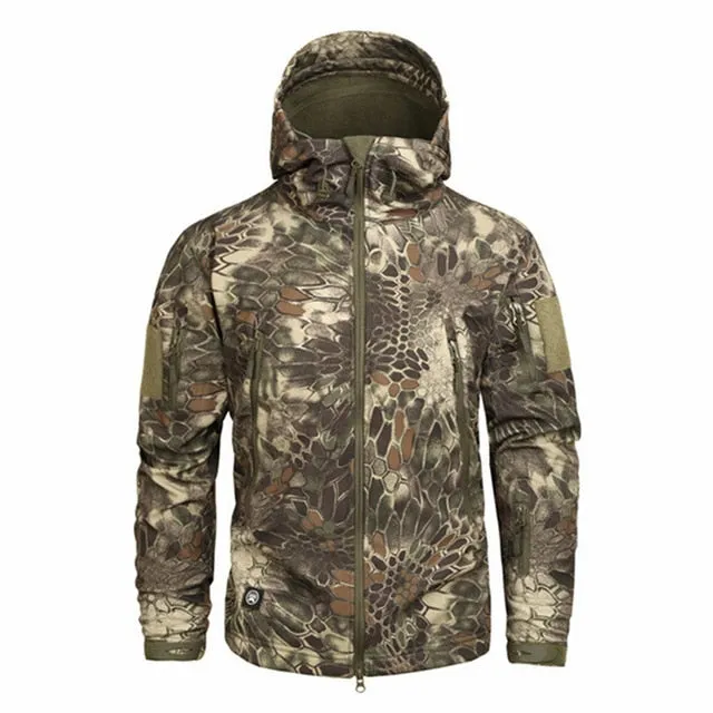 Men's Military Camouflage Fleece Jacket Shark Skin Soft Shell Military Tactical Jacket Male Camouflage Windbreakers 5XL