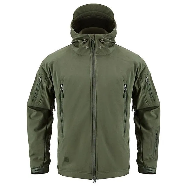 Men's Military Camouflage Fleece Jacket Shark Skin Soft Shell Military Tactical Jacket Male Camouflage Windbreakers 5XL