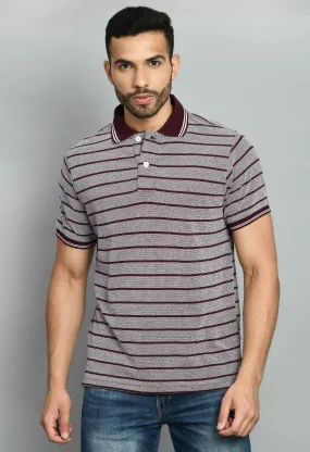 Men's Striped Maroon Polo Tees