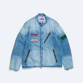 Motor Cycle 13.5oz Denim Jacket - Vintage Blue