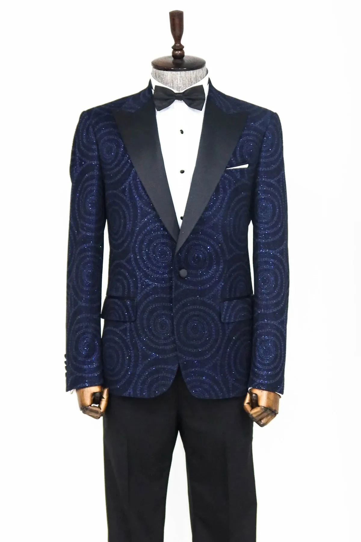 Navy Sparkle Prom Blazer with Hypnose Pattern