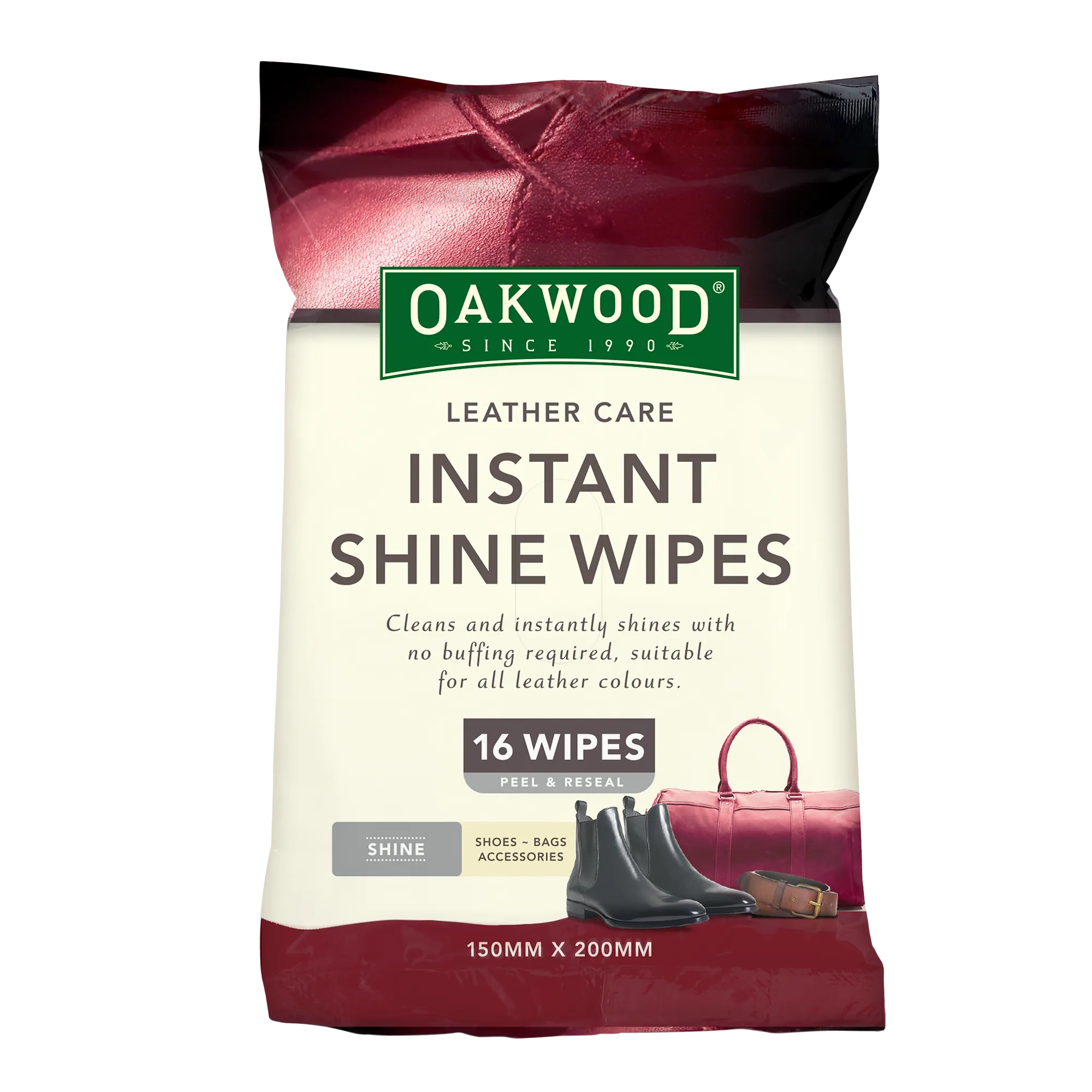 Oakwood Leather Care Instant Shine Wipes 16PK