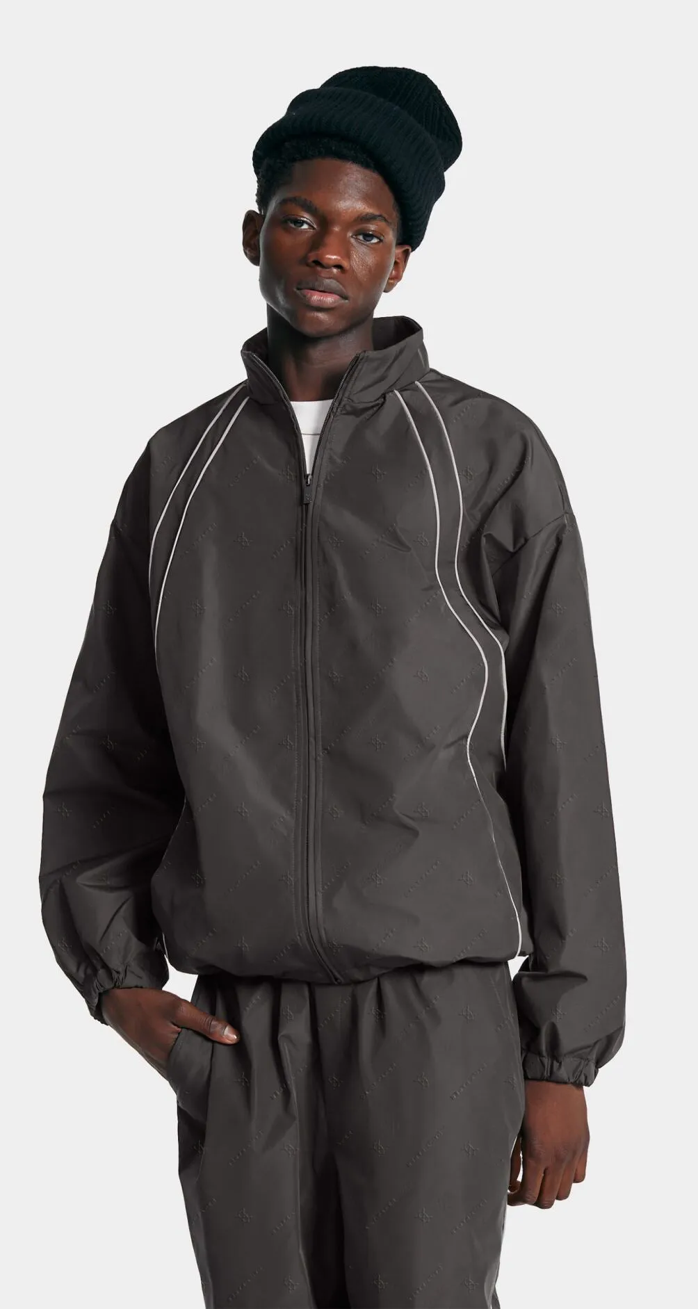 Obsidian Black Taye Logo Relaxed Track Jacket