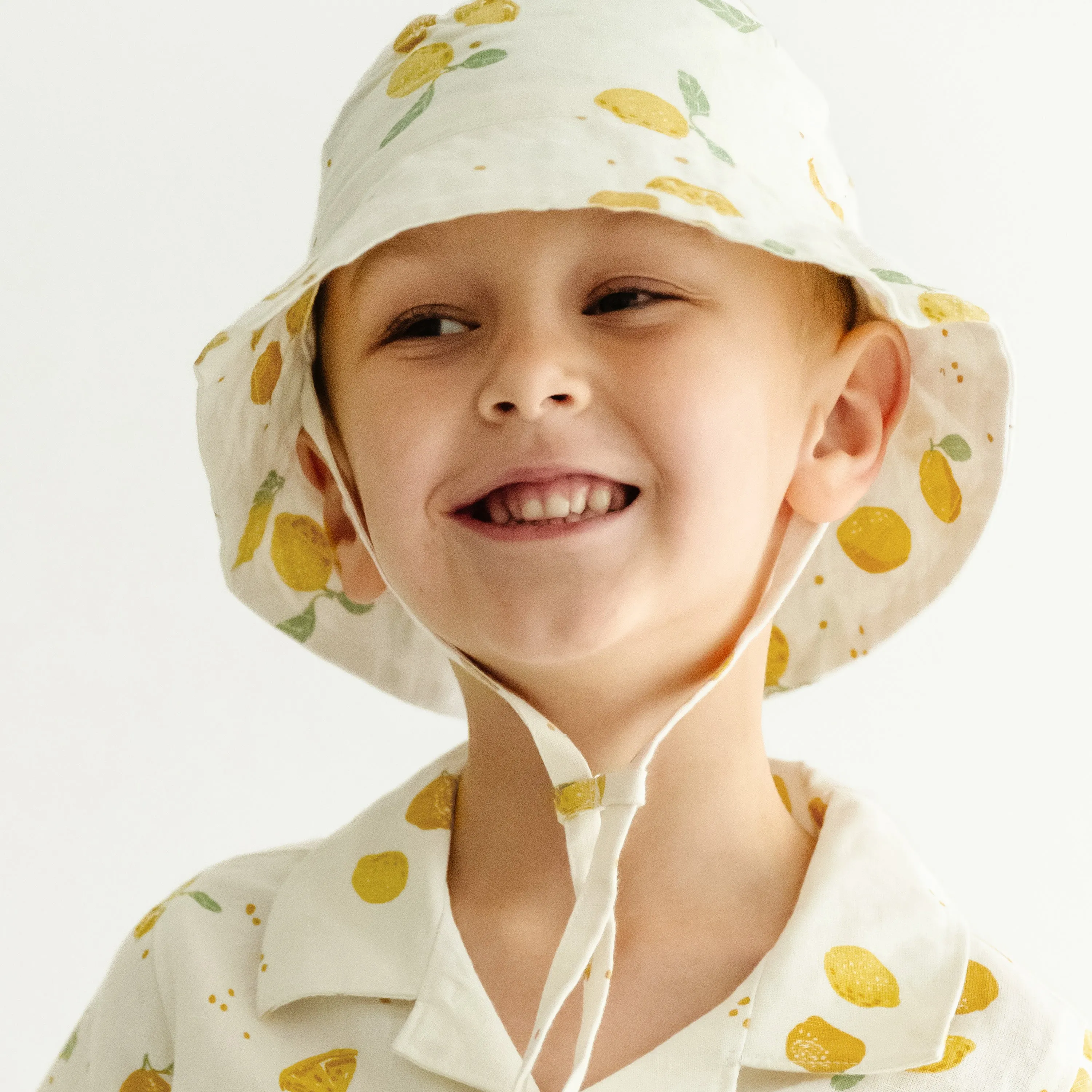 Organic Baby Bucket Sun Hat Linen - Citron