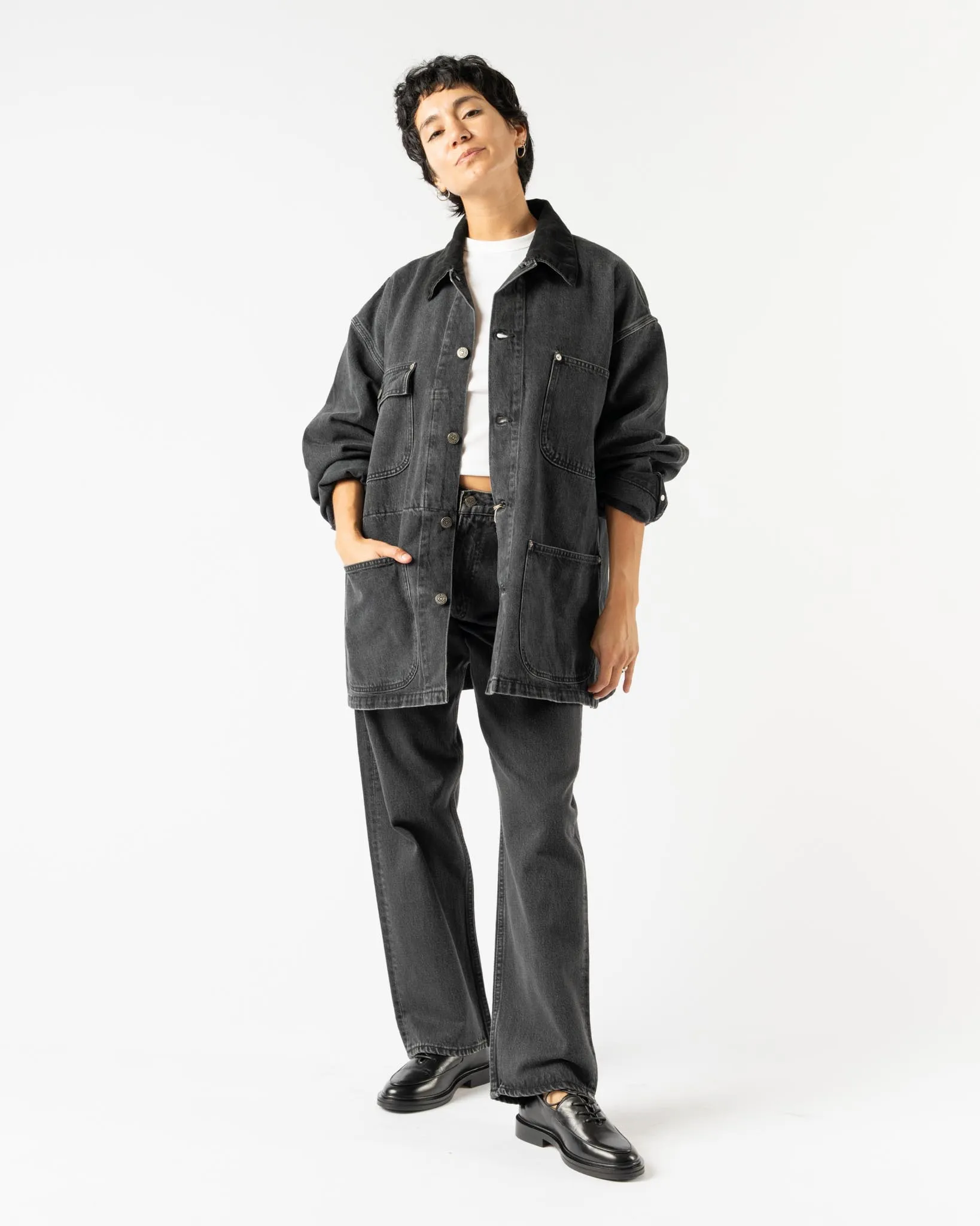 orSlow Relax Fit Coverall in Black Denim Stone