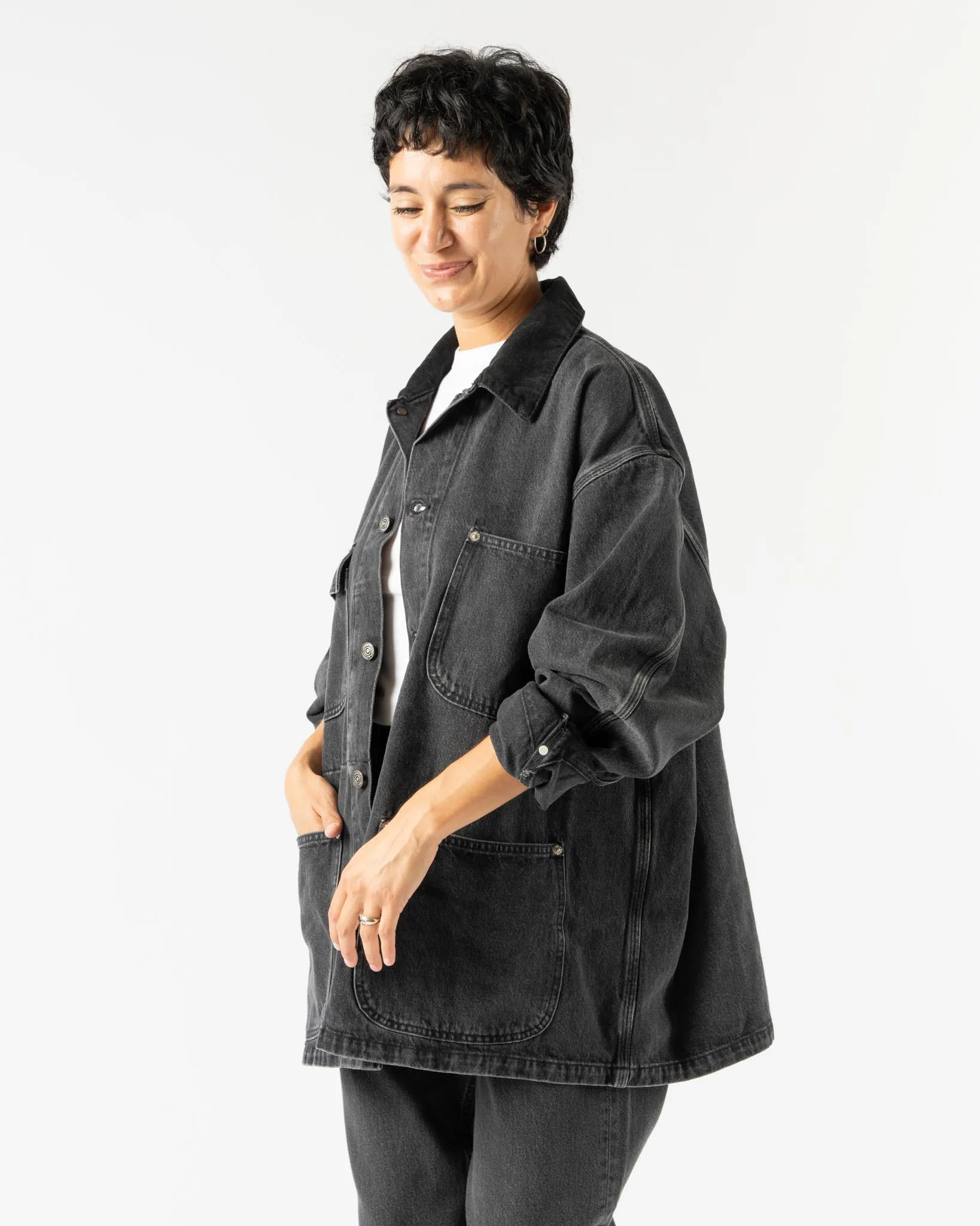 orSlow Relax Fit Coverall in Black Denim Stone