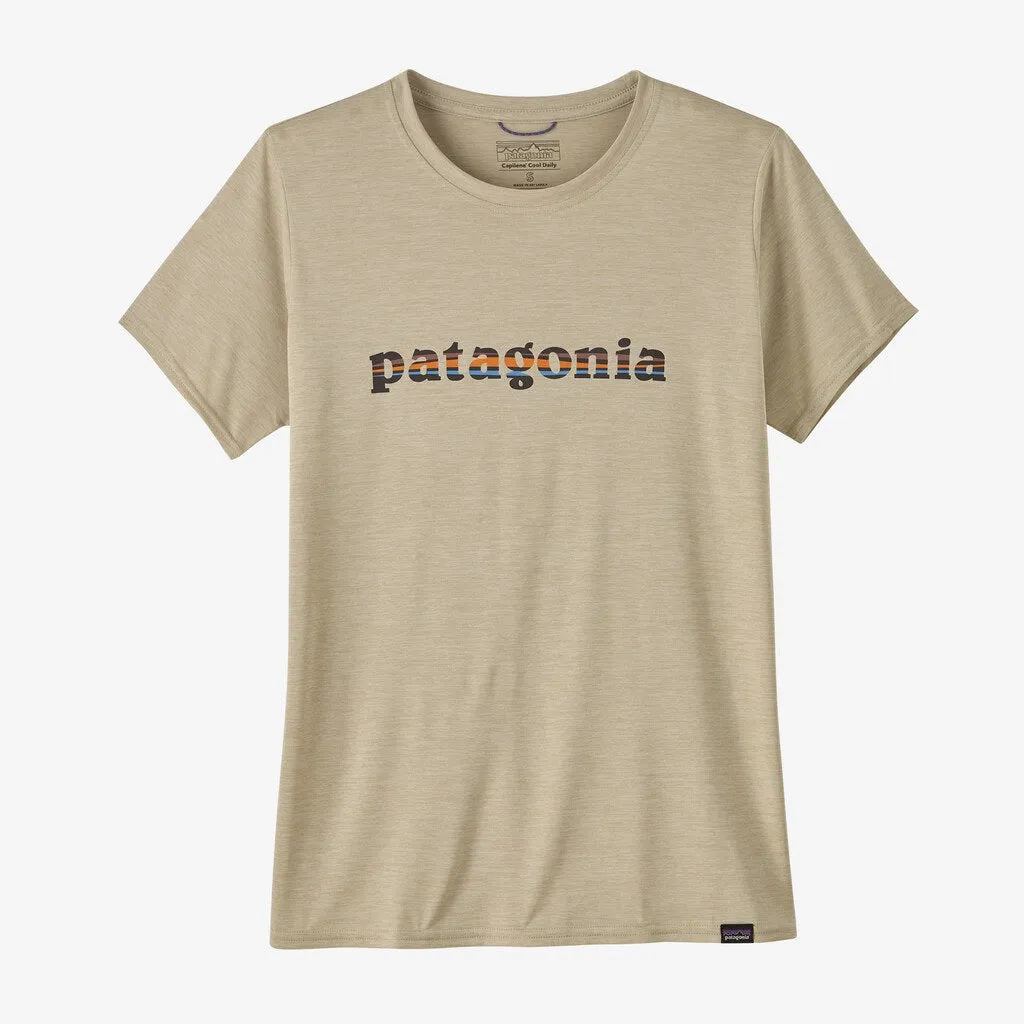 Patagonia Capilene Cool Daily Graphic Shirt | '73 Text Logo: Pumice X-Dye | Womens