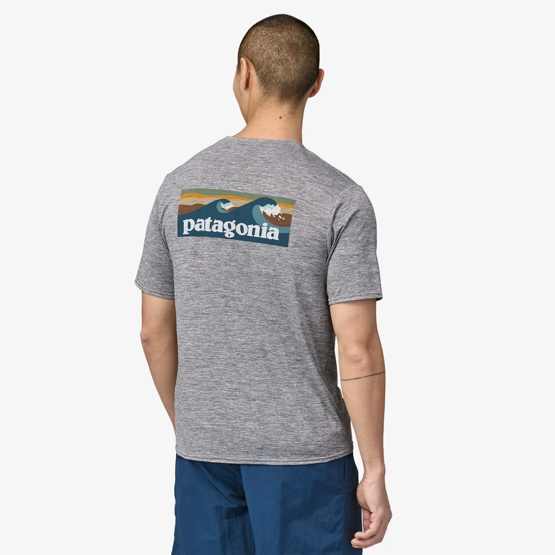 Patagonia Capilene Cool Daily Graphic Shirt - Waters | Boardshort Logo Abalone Blue: Feather Grey | Mens