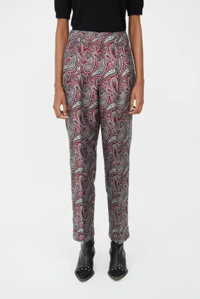 Red & Black Paisley Structured Trouser