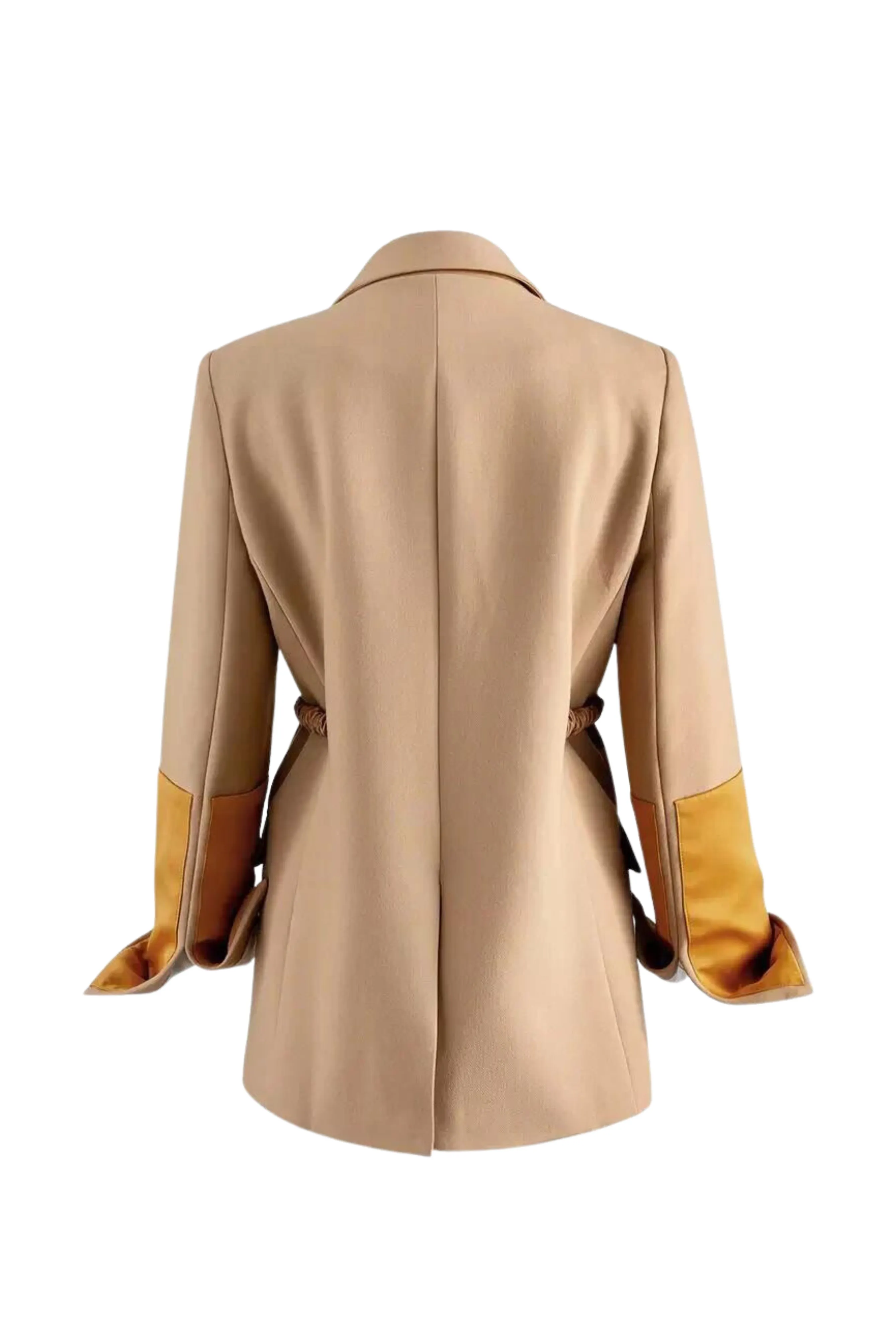 ROLA CAMEL & MUSTARD SATIN BELTED BLAZER