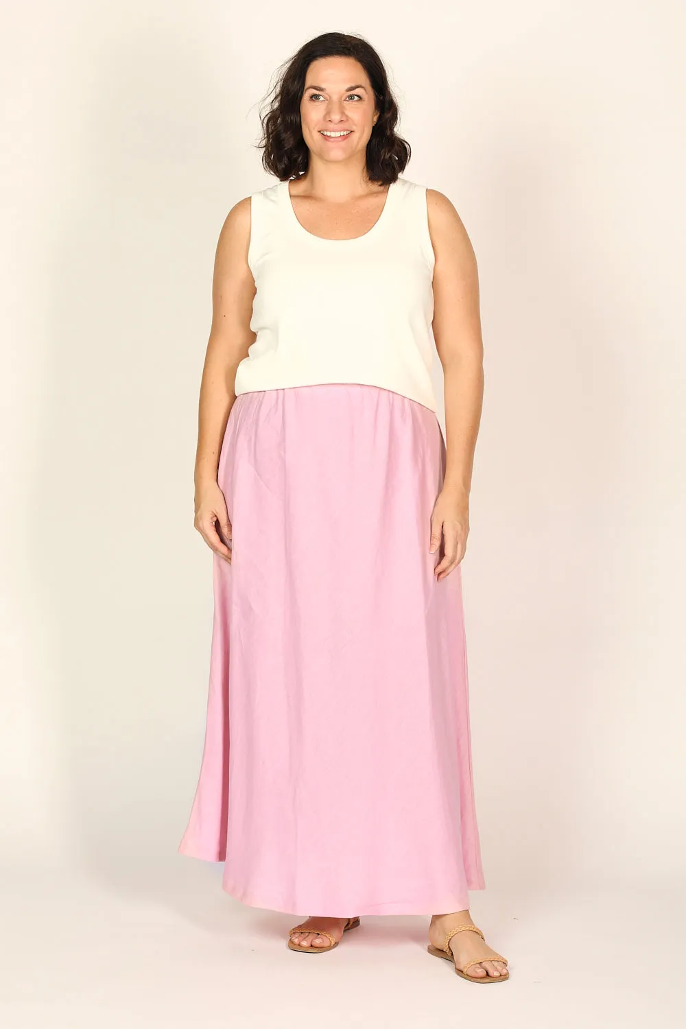 Sabina Linen Skirt in Peony