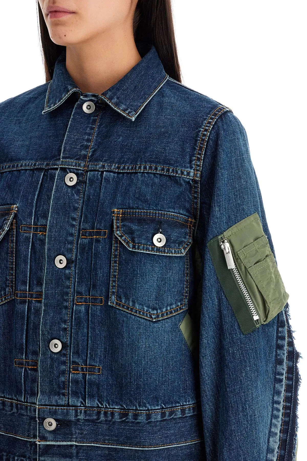 Sacai Denim And Nylon Jacket For Men