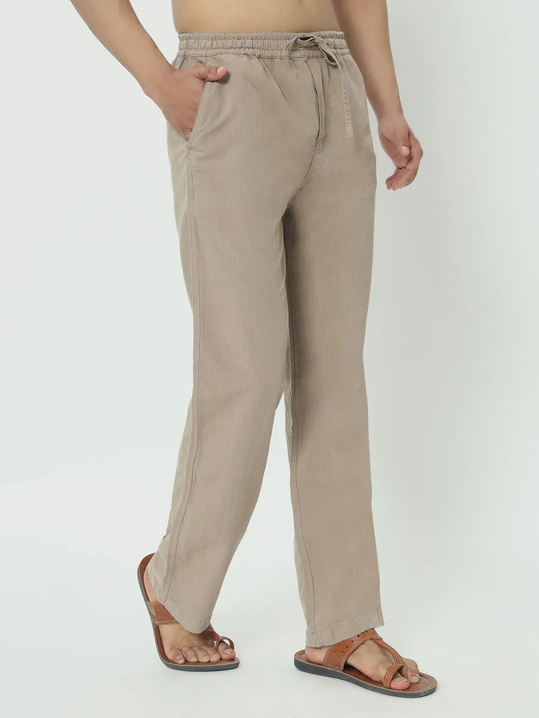 SAINTJONES-BEIGE LINEN PANTS