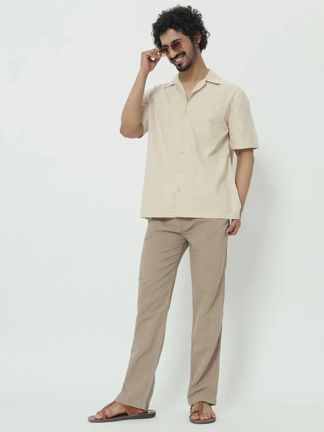 SAINTJONES-BEIGE LINEN PANTS