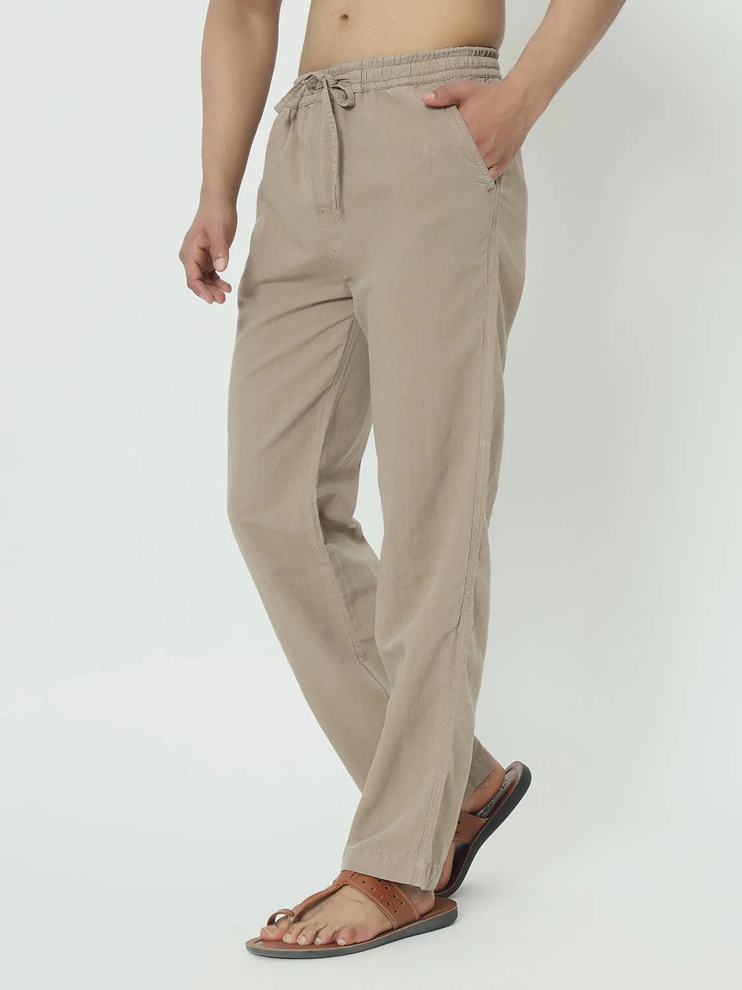 SAINTJONES-BEIGE LINEN PANTS