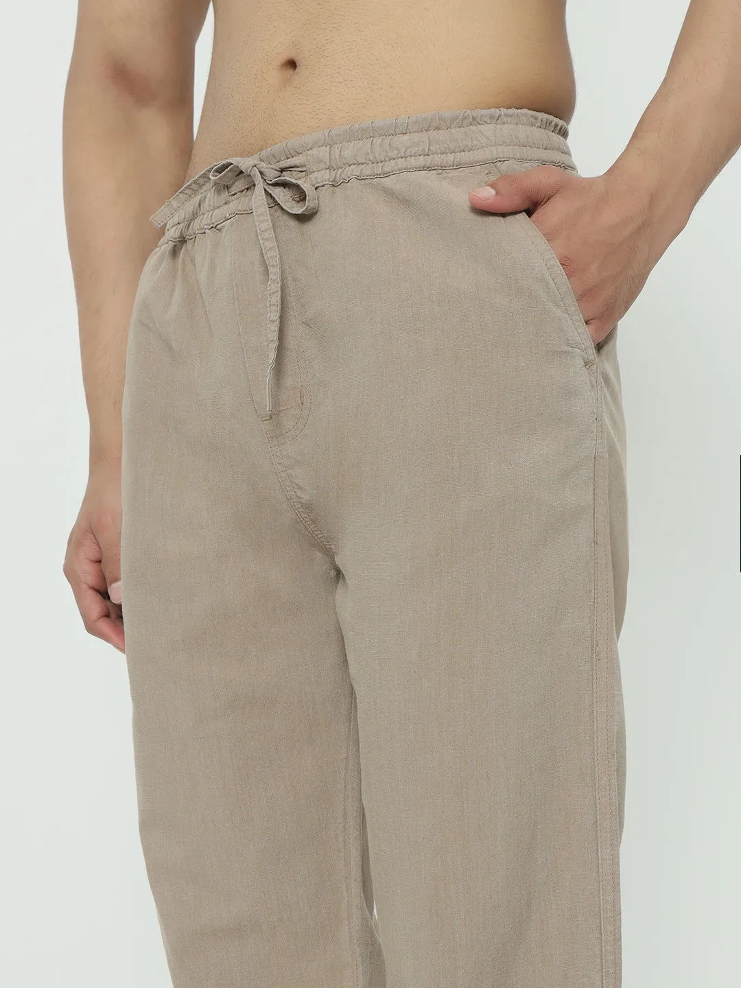 SAINTJONES-BEIGE LINEN PANTS