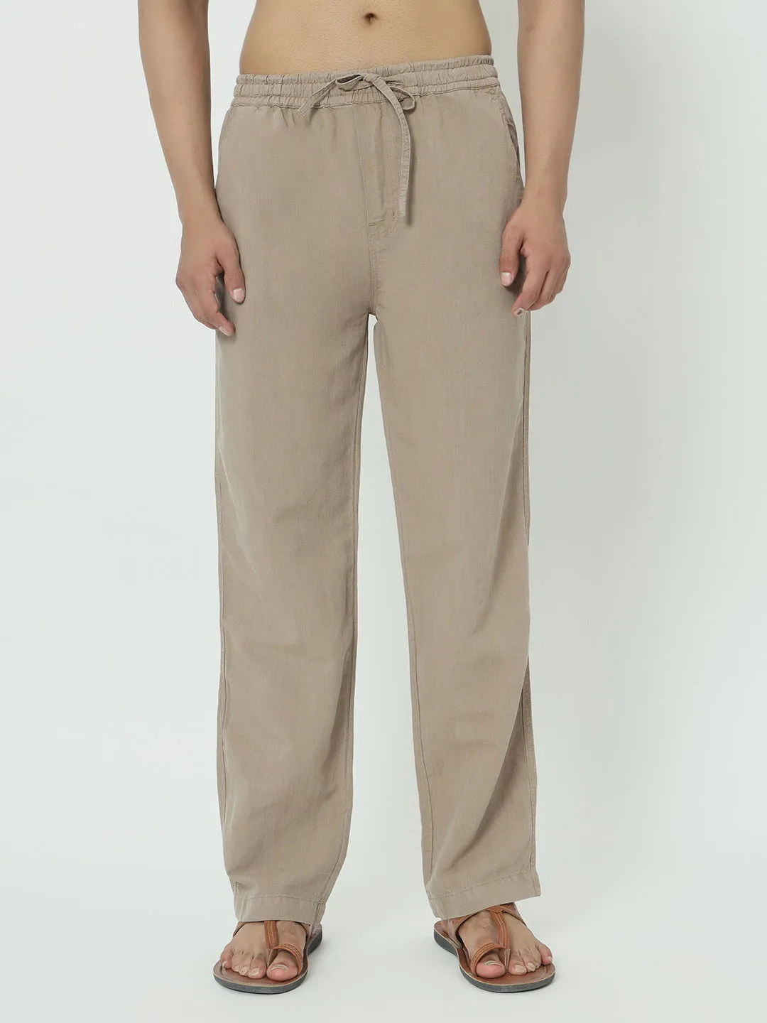 SAINTJONES-BEIGE LINEN PANTS