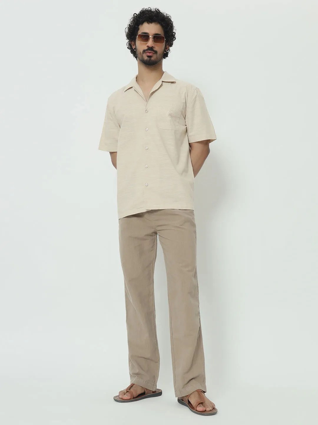 SAINTJONES-BEIGE LINEN PANTS