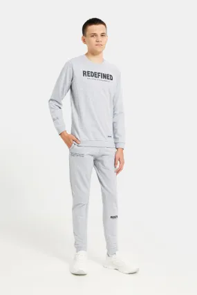 Senior Boys Grey Basic Crew Neck Jog Set (2 Piece)