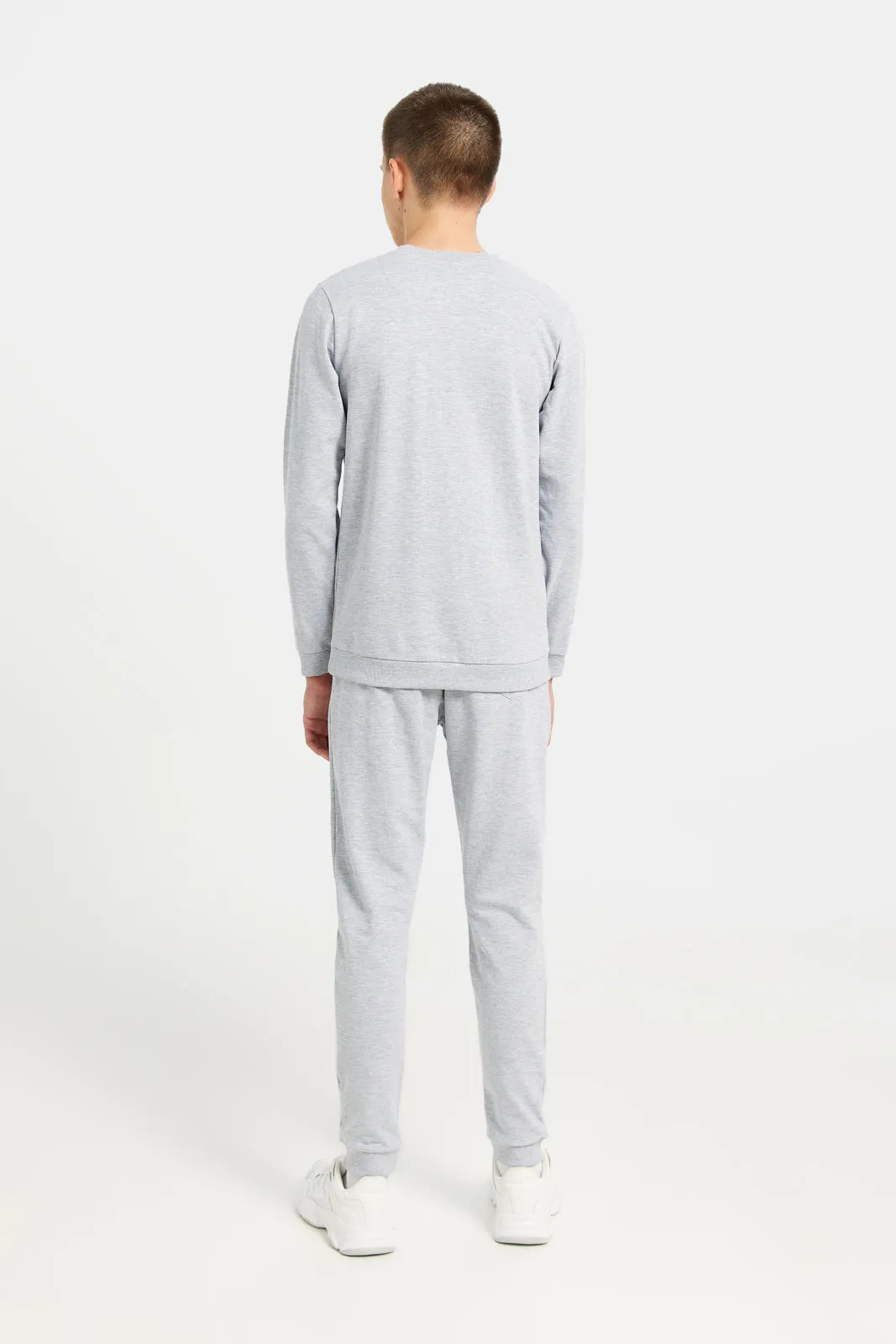 Senior Boys Grey Basic Crew Neck Jog Set (2 Piece)