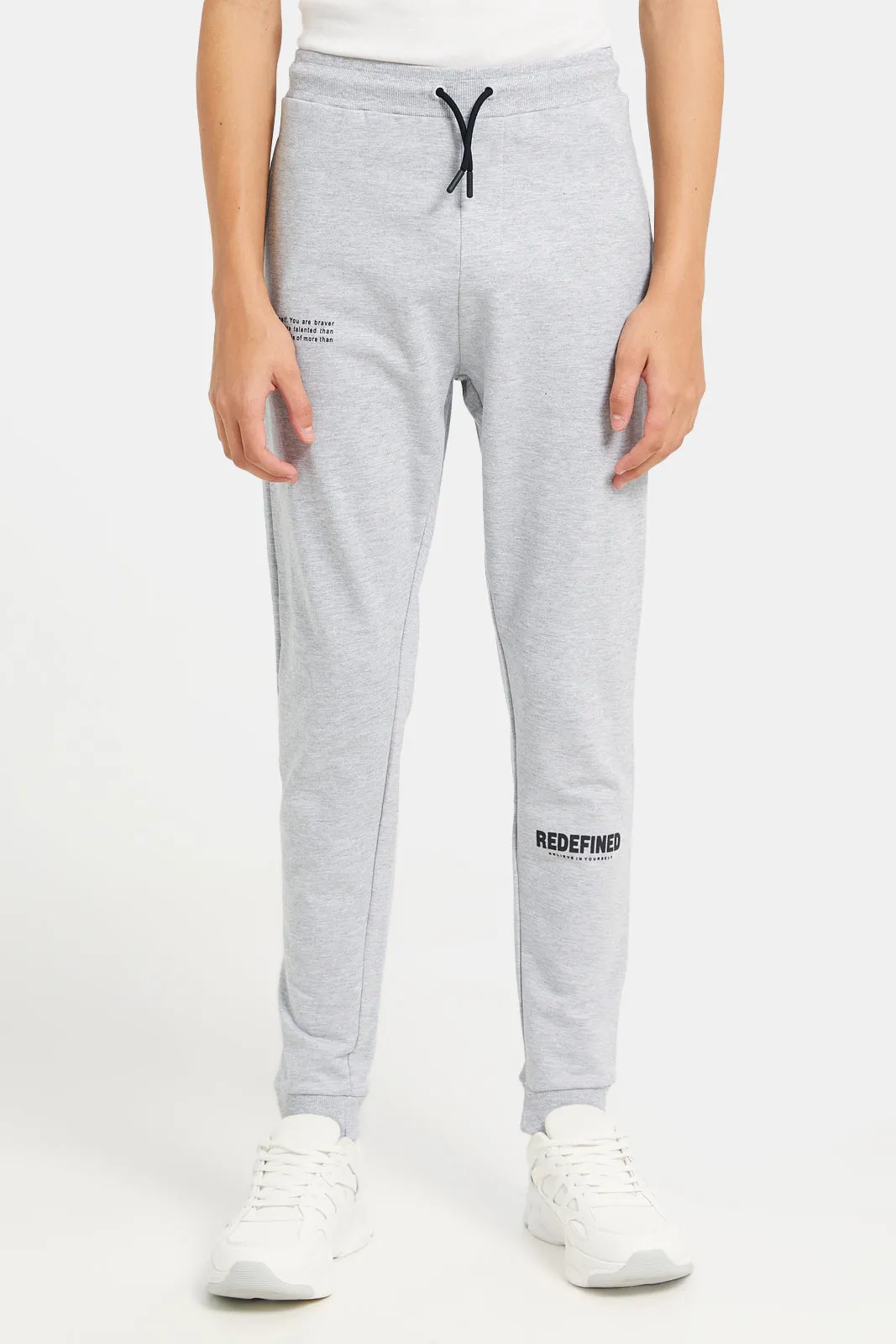 Senior Boys Grey Basic Crew Neck Jog Set (2 Piece)