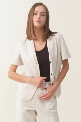 Short Sleeve Linen Blazer - Raw