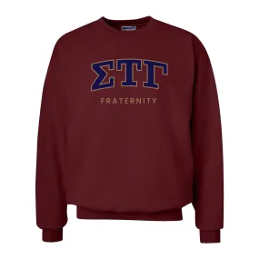 Sig Tau Maroon Old School Crewneck