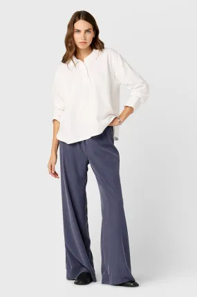 SILKY WIDE LEG PANT IN WASHED STEEL