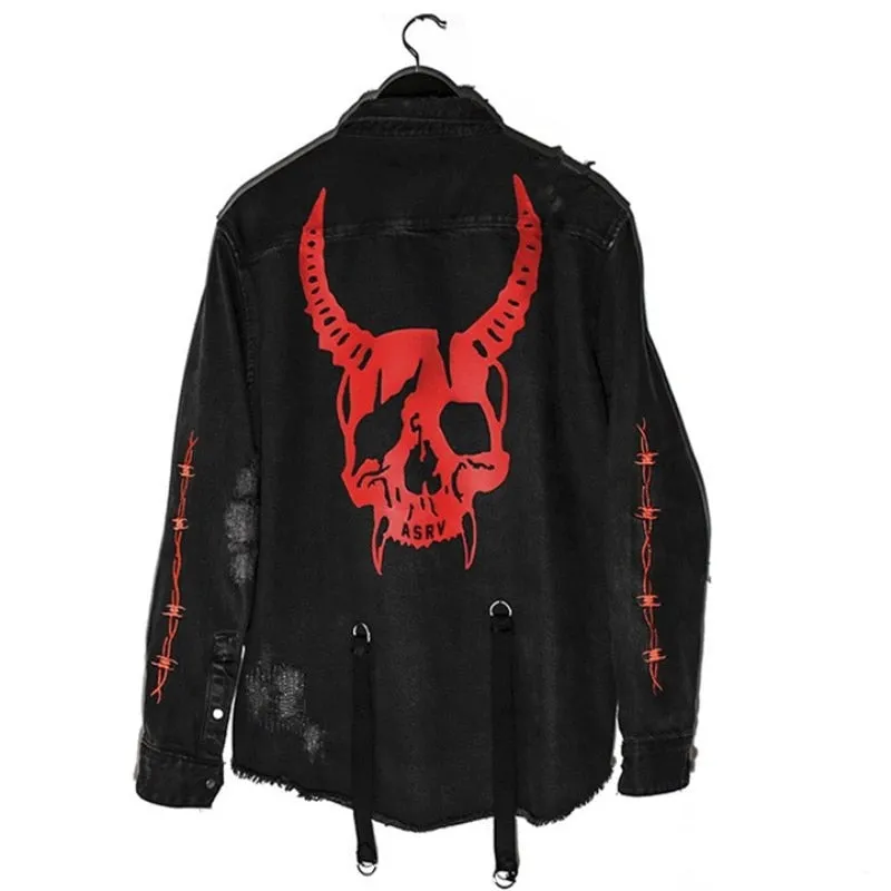 Skull Black Denim Rock Jacket