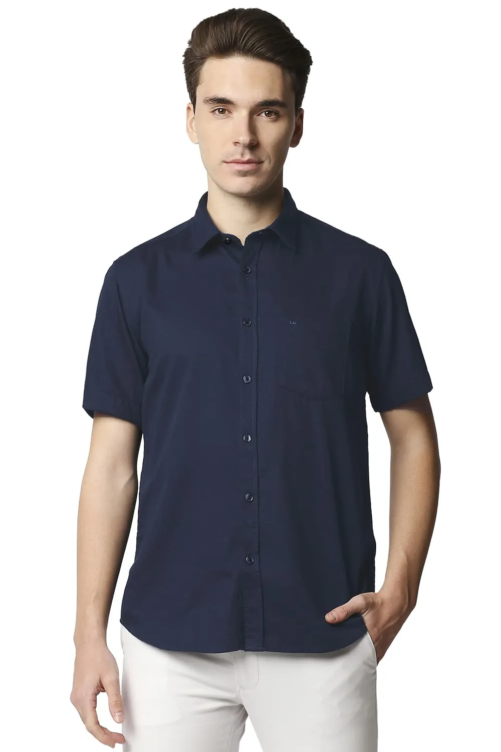 Slim Fit Broken Twill Slub Halfsleeves Shirt