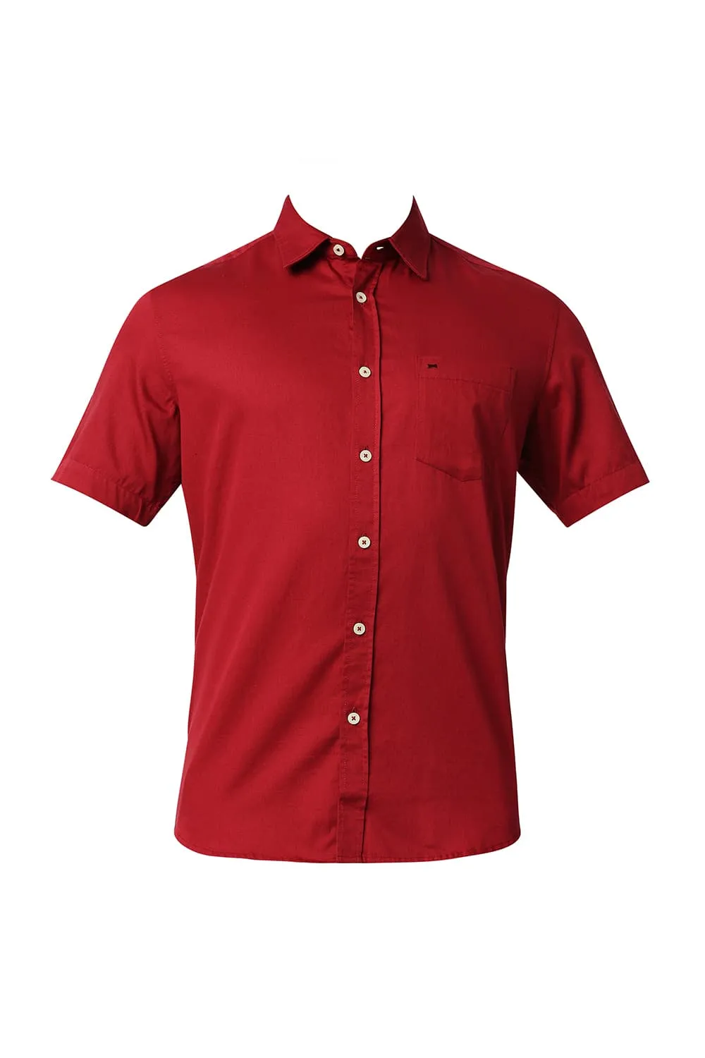 Slim Fit Broken Twill Slub Halfsleeves Shirt