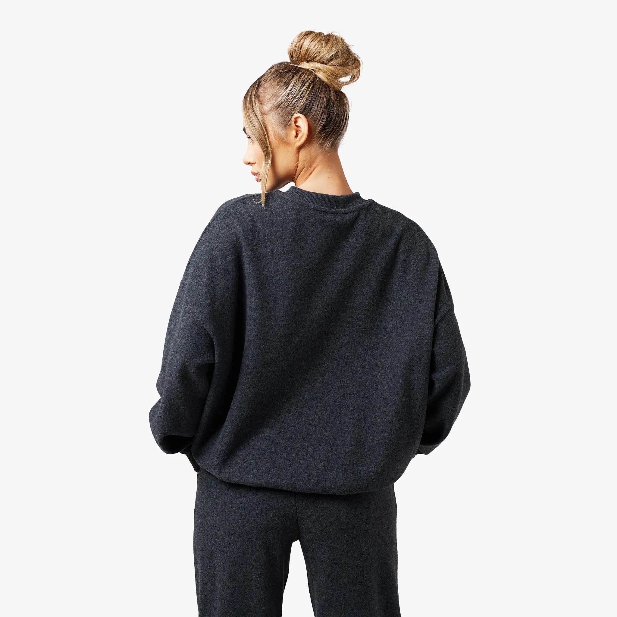 Soft Knit Crewneck Tracksuit | Charcoal