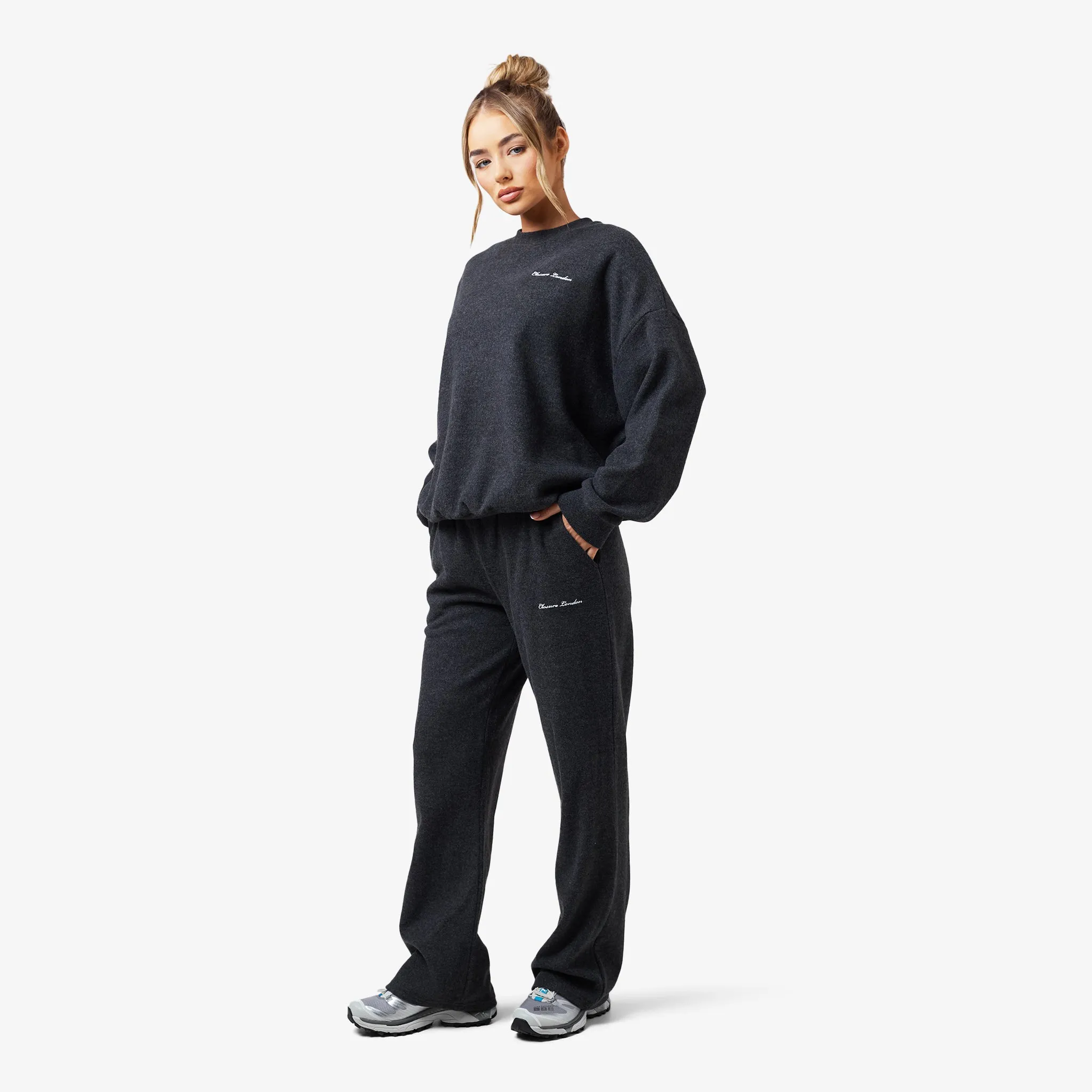 Soft Knit Crewneck Tracksuit | Charcoal