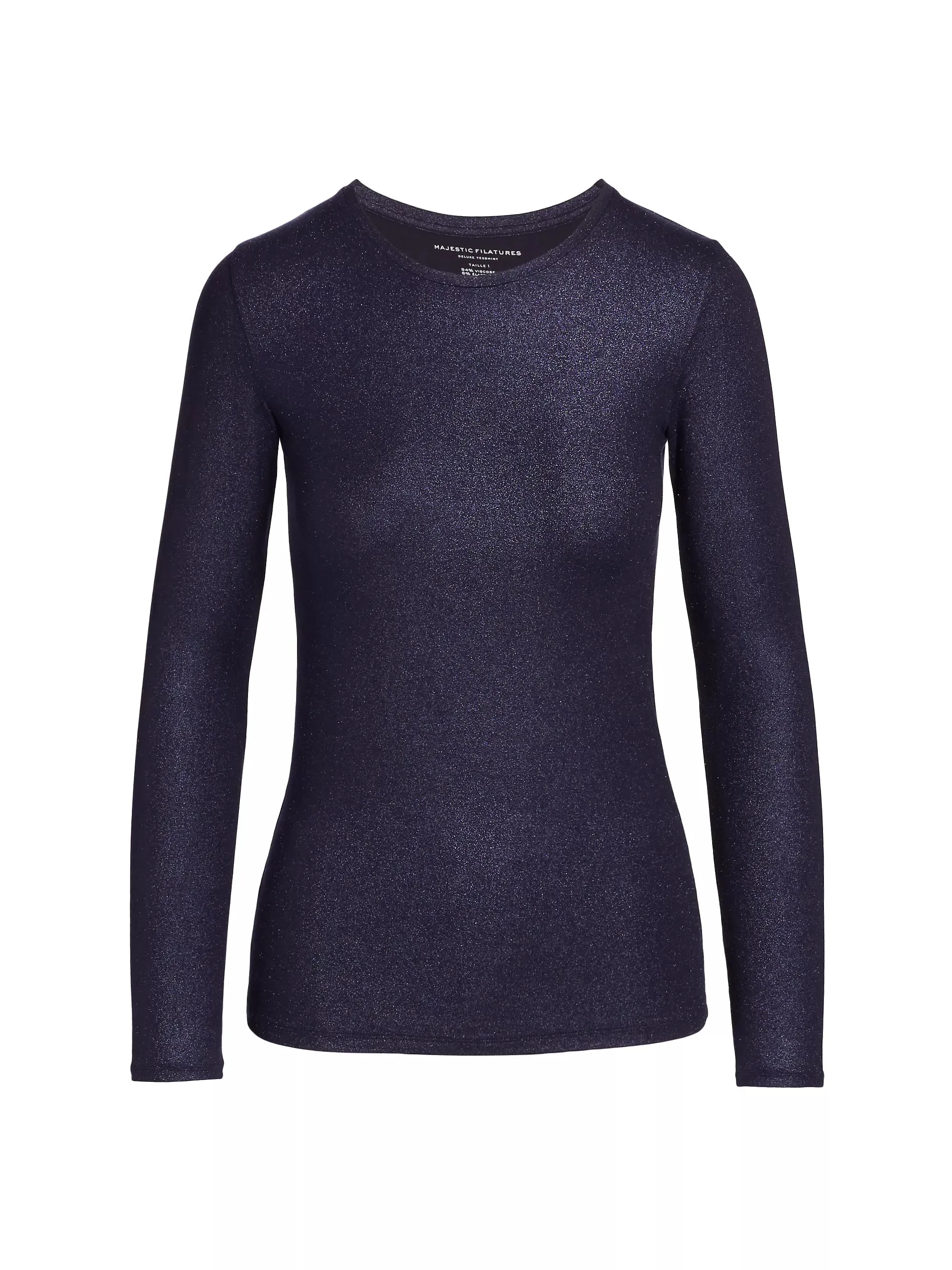 Soft Touch Metallic Long Sleeve Crewneck - Metallic Navy