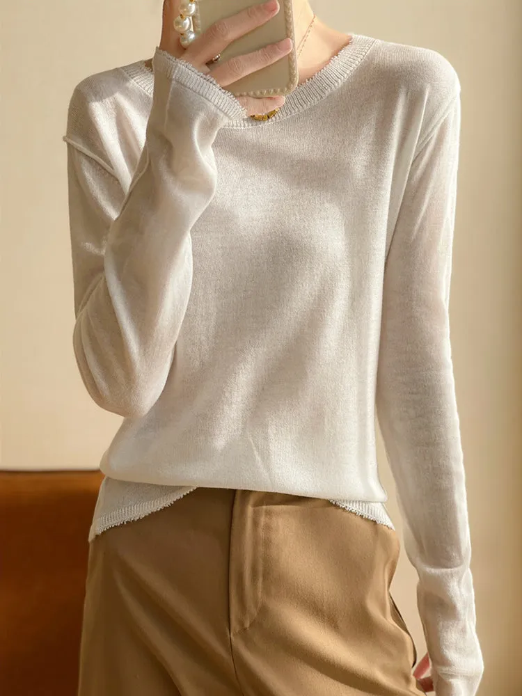 Sophie  Thin Knitted Bottom Cashmere Sweater