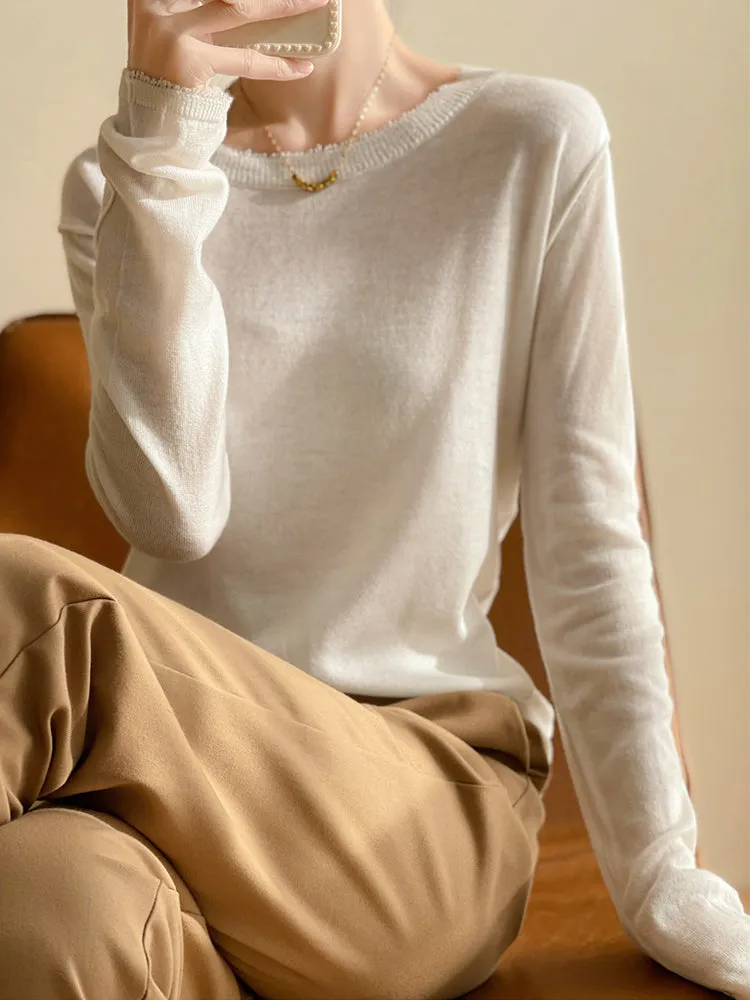 Sophie  Thin Knitted Bottom Cashmere Sweater