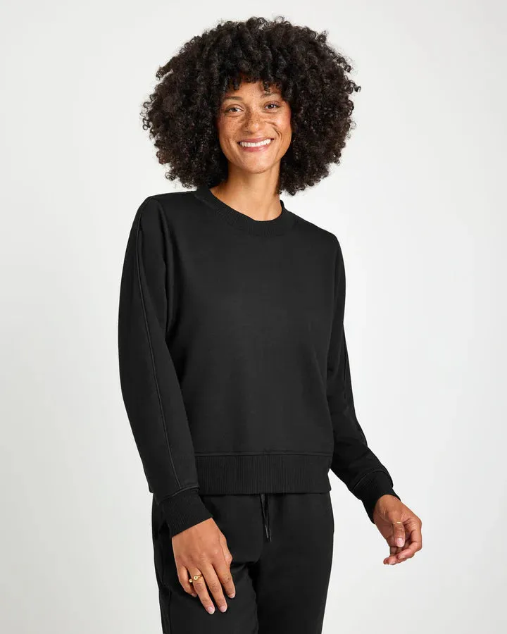 SPLENDID SUPERSOFT PLUSH CREWNECK PULLOVER BLACK