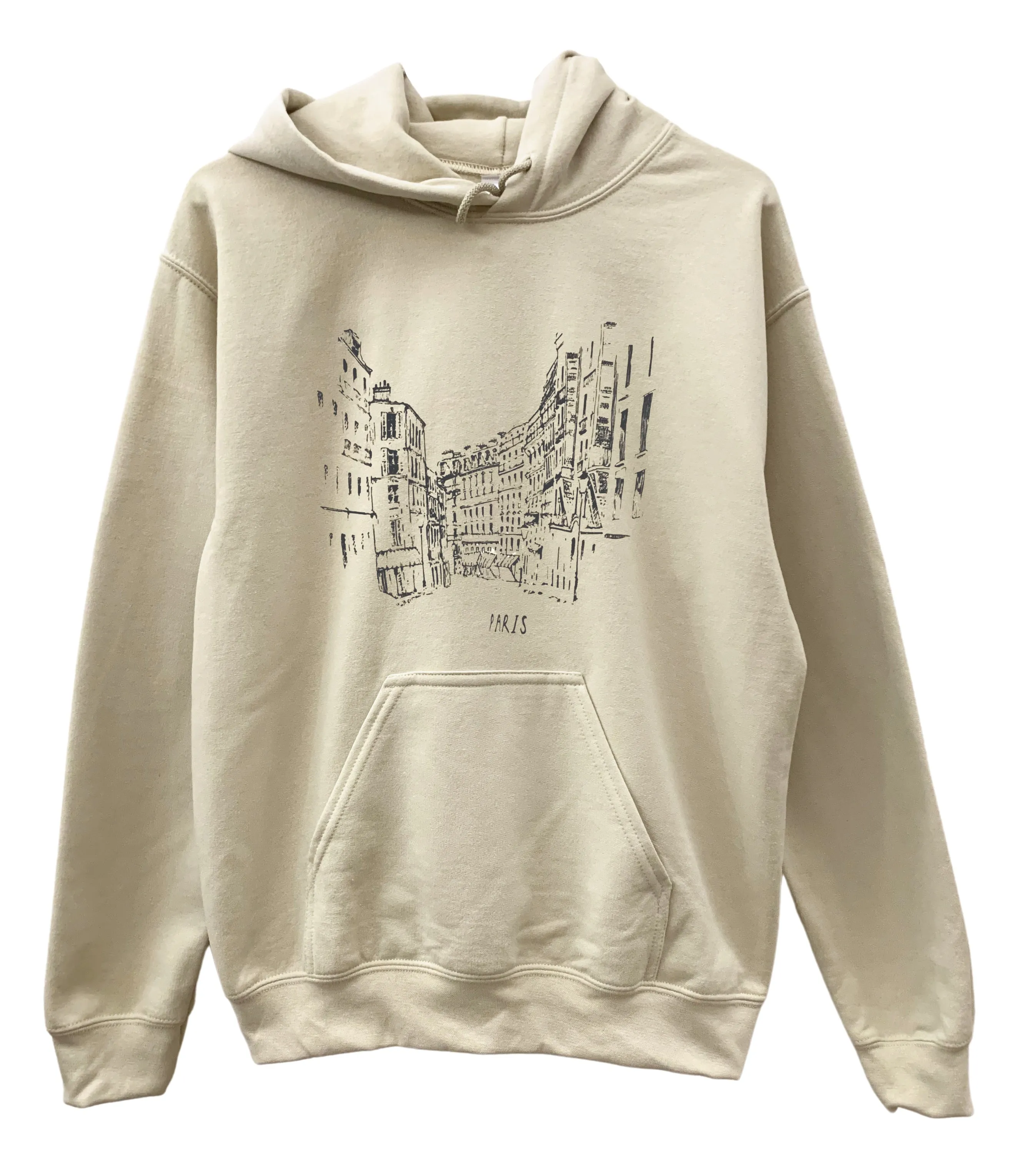 Streets of Paris Beige Graphic Unisex Hoodie