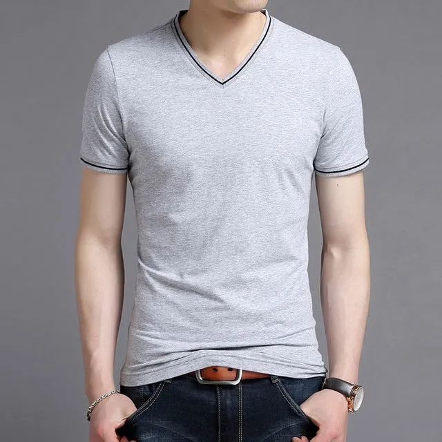 Striped Collar Solid Color Street Wear Tees