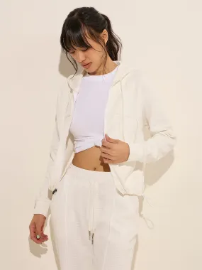 Studiofit White Self-Textured Cotton-Blend Jacket