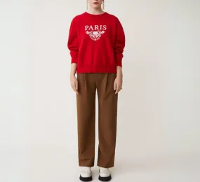 Suncoo - Pikilo Paris Logo Crewneck Sweater in Rouge