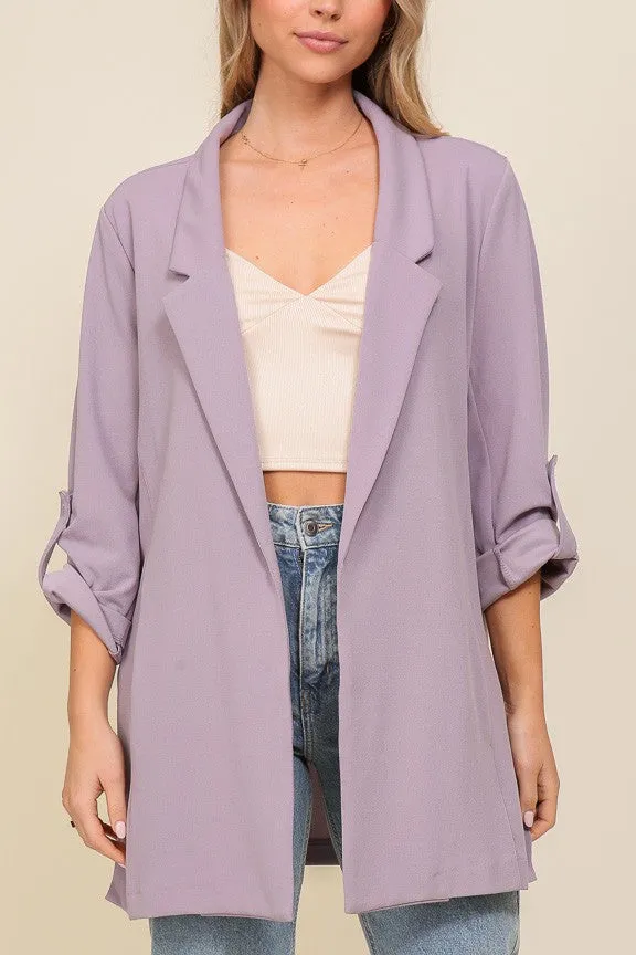 Techno Crepe Roll Up Sleeve Oversized Blazer*