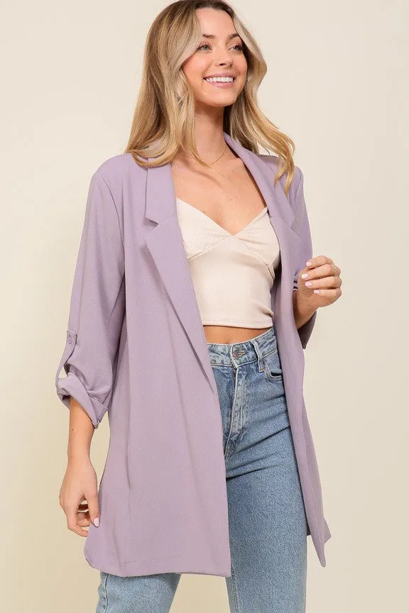 Techno Crepe Roll Up Sleeve Oversized Blazer*