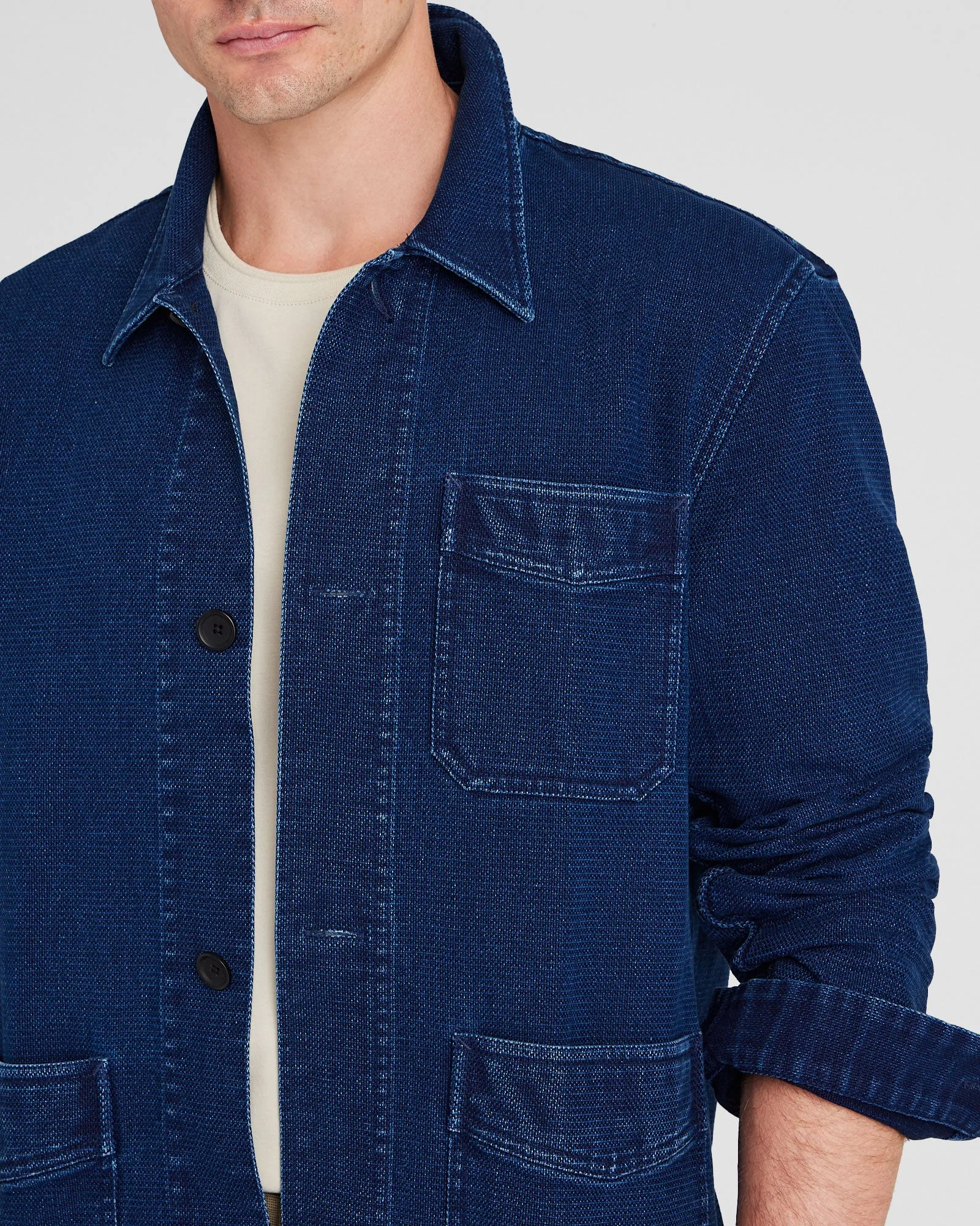 Textured Indigo Shirt Jacket