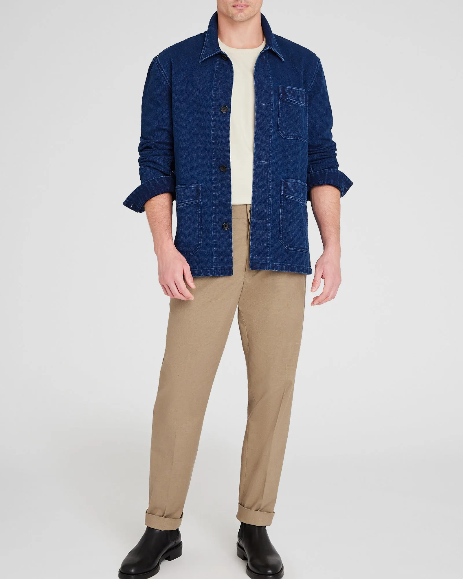 Textured Indigo Shirt Jacket