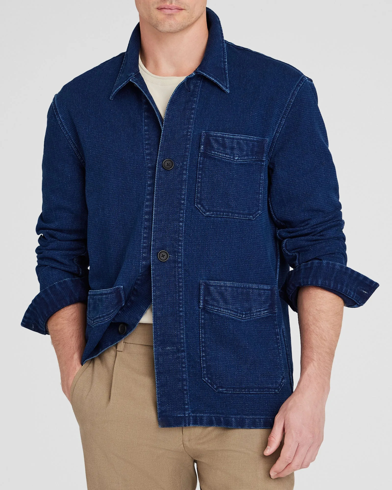 Textured Indigo Shirt Jacket