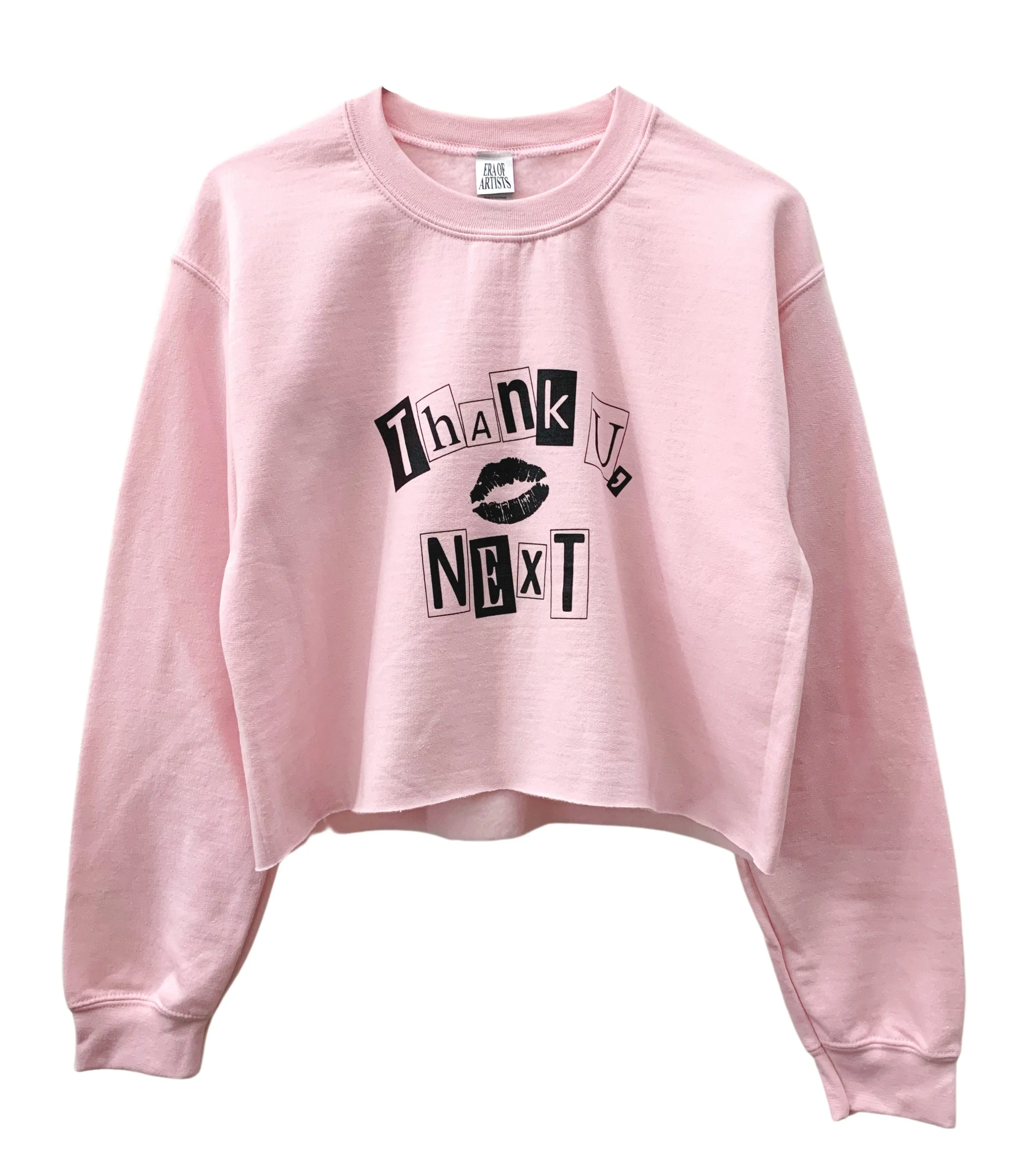 Thank U, Next Light Pink Graphic Cropped Crewneck Sweatshirt