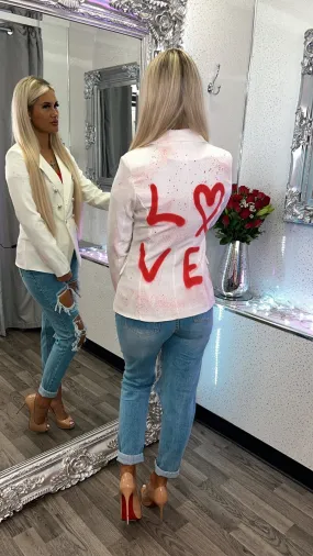 Valentines Edition Made with Love White Customisable Blazer