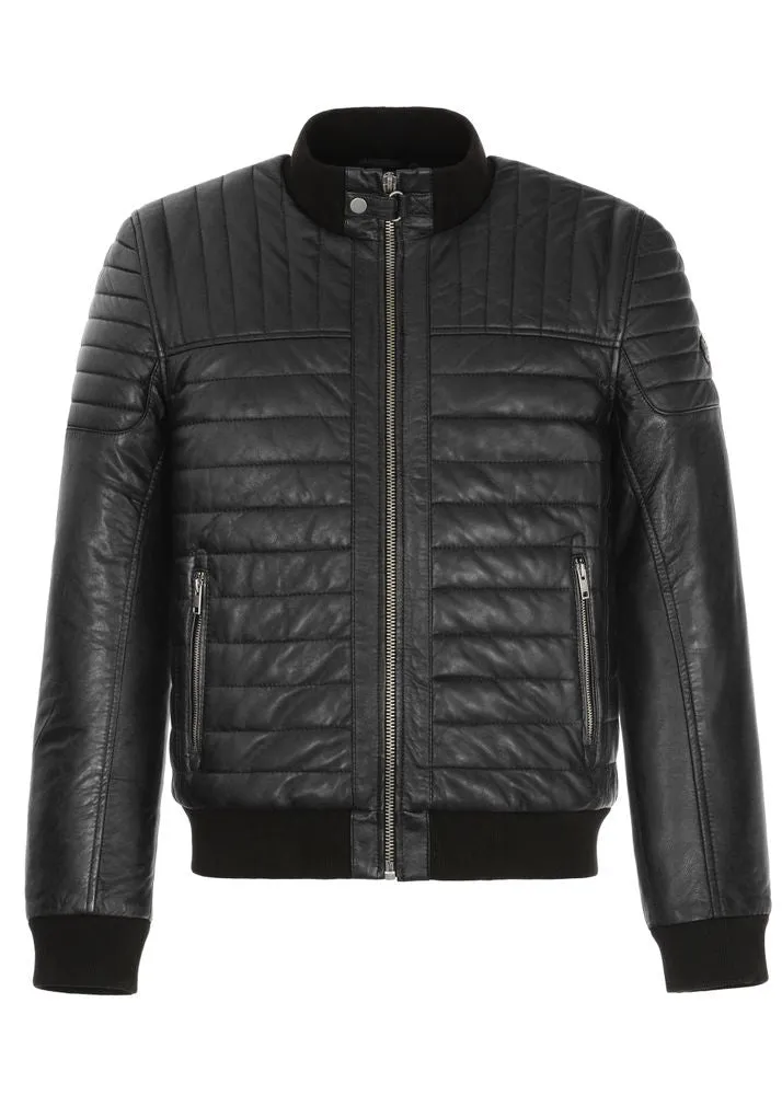 WARM MEN'S WINTER JACKET IN THE LEATHER STYLE BY TJS