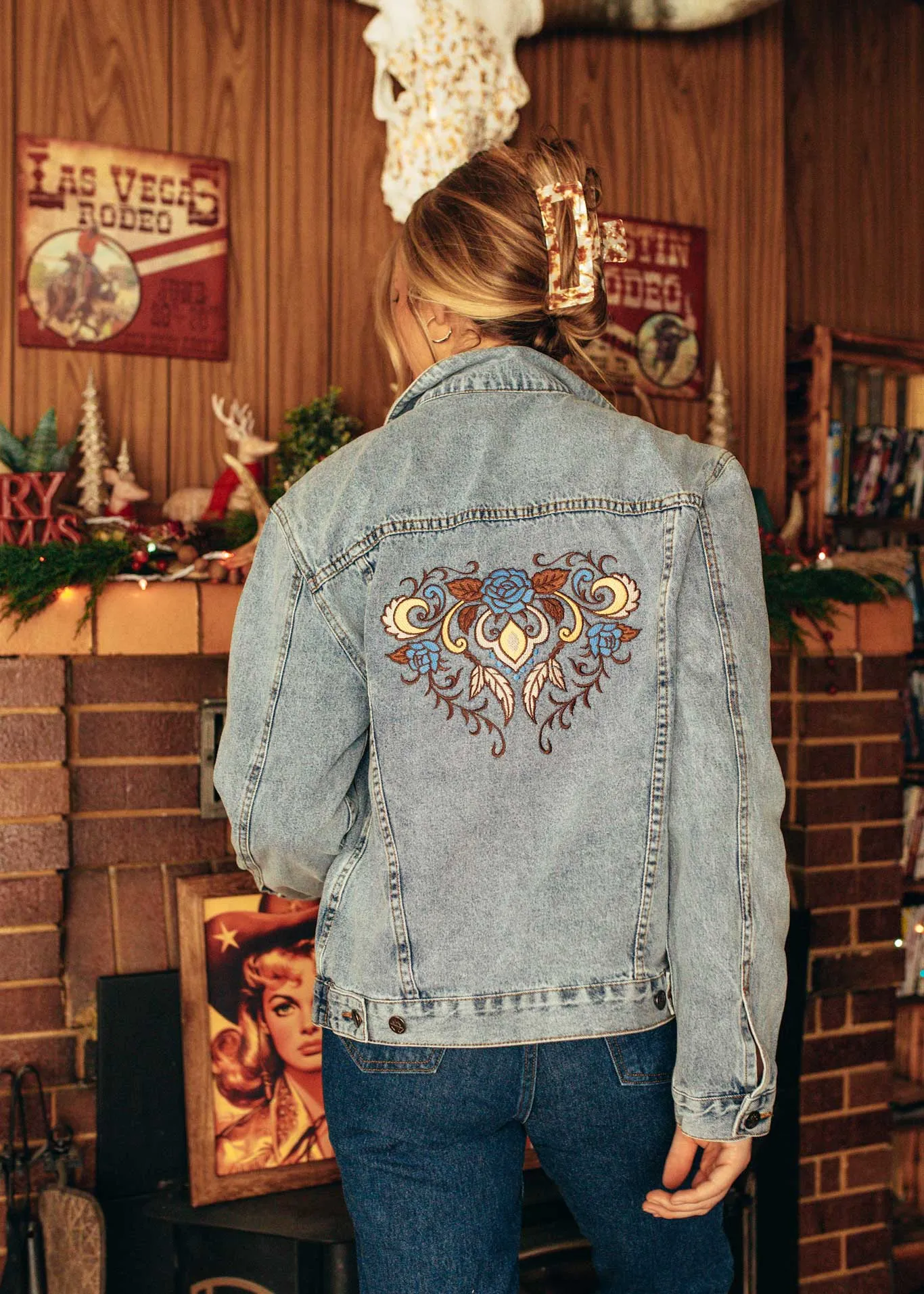 Western Roses Denim Jacket